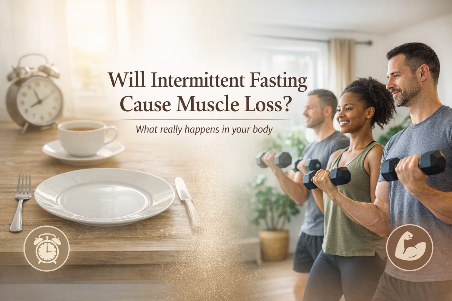 Will Intermittent Fasting Cause Muscle Loss? Empty plate on table representing intermittent fasting and meal timing