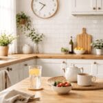 Which Intermittent Fasting Is Best for Me? Modern kitchen with a wall clock representing meal timing and intermittent fasting schedules.