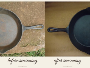 cast iron before and after seasoning comparison
